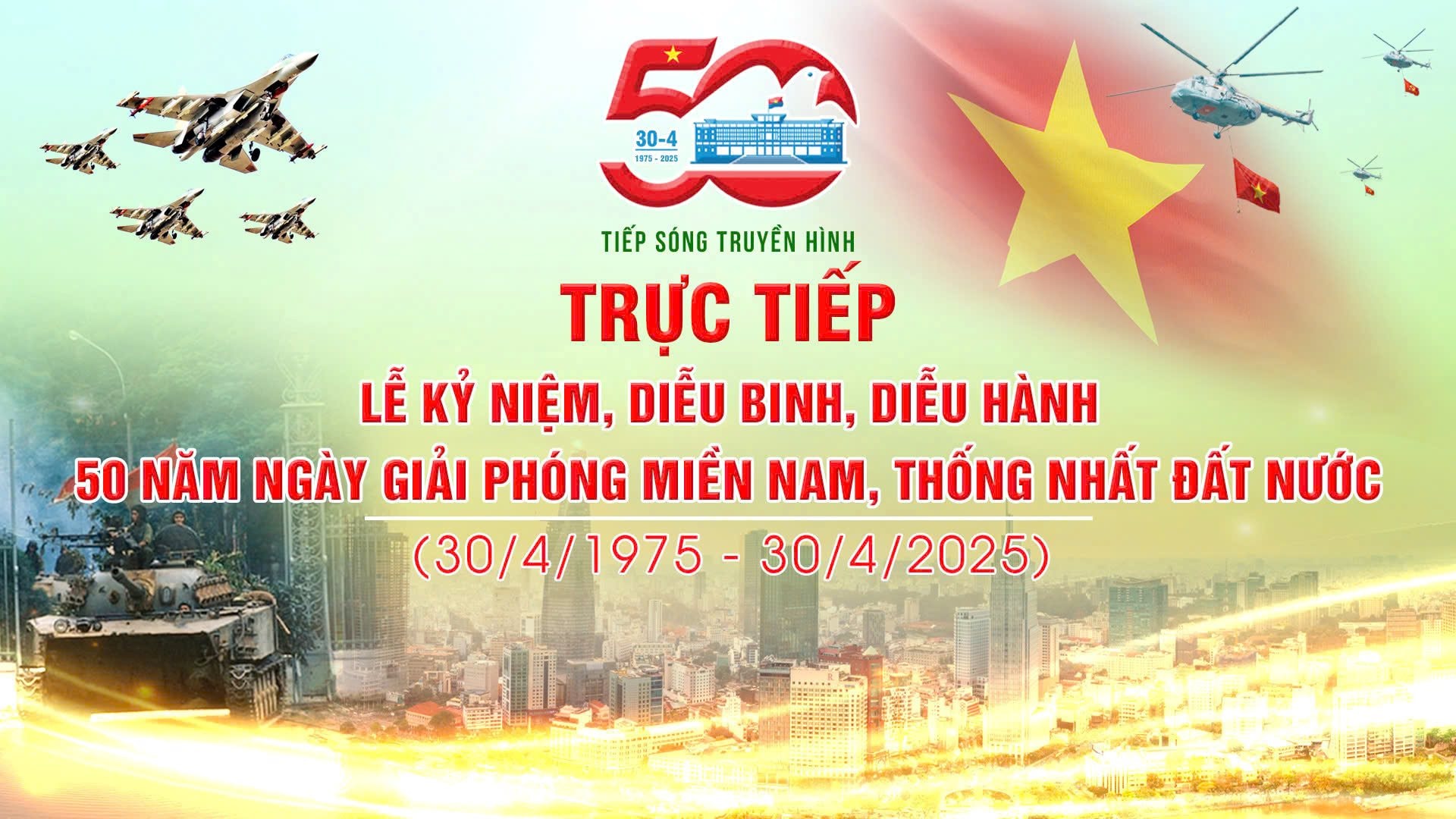 [Trực tiếp] Lễ diễu binh, diễu hành kỷ niệm 50 năm Ngày Giải phóng miền Nam, thống nhất đất nước 