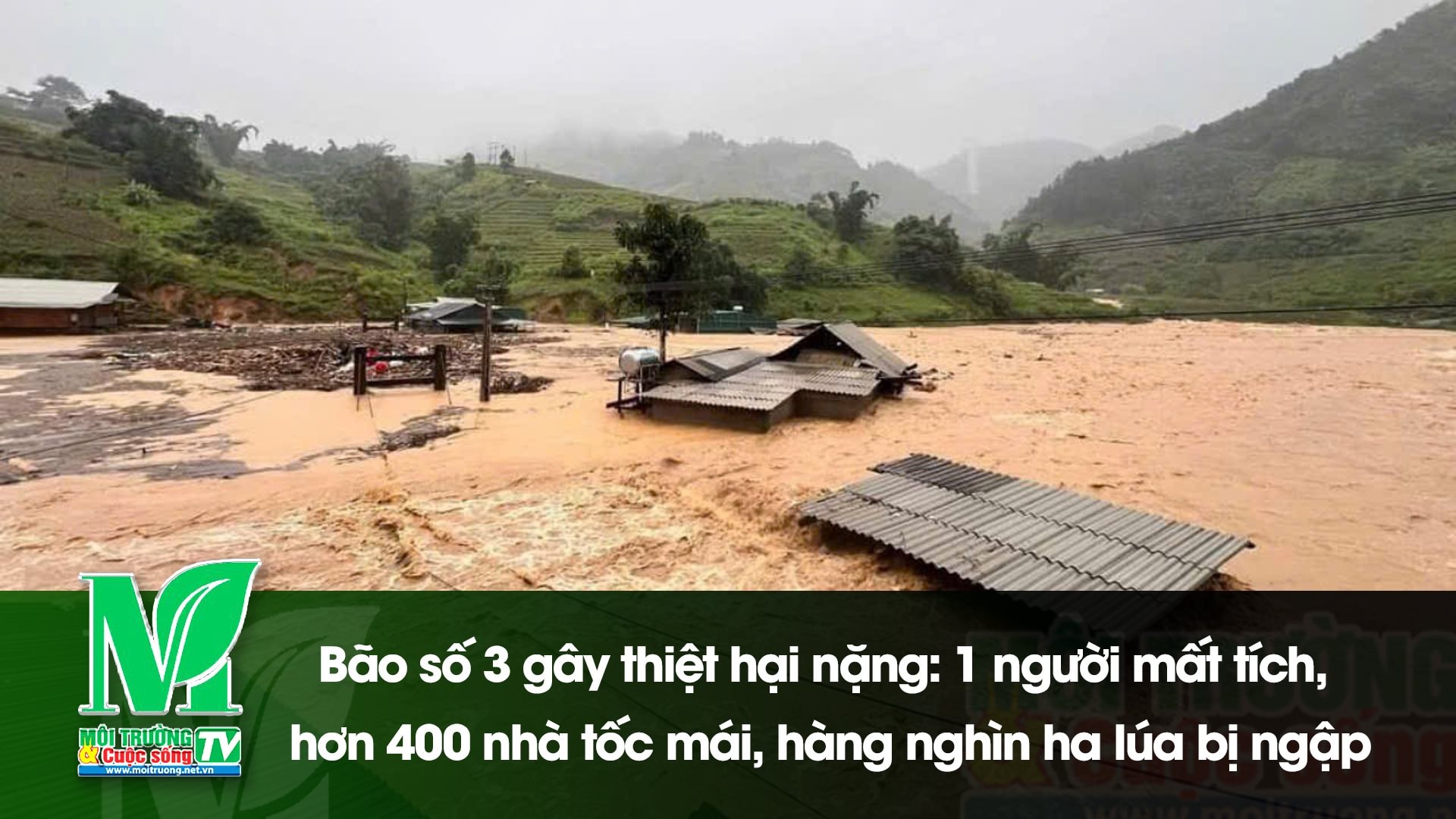 [VIDEO] Bão số 3 gây thiệt hại nặng: Một người mất tích, hơn 400 nhà tốc mái, hàng nghìn ha lúa bị ngập 