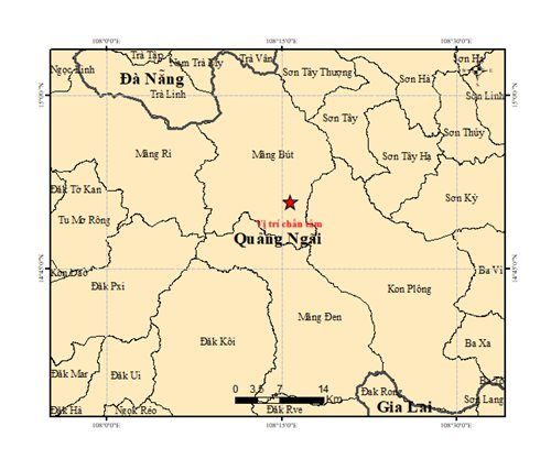 Quảng Ngãi ghi nhận thêm hai trận động đất liên tiếp rạng sáng 17/9 
