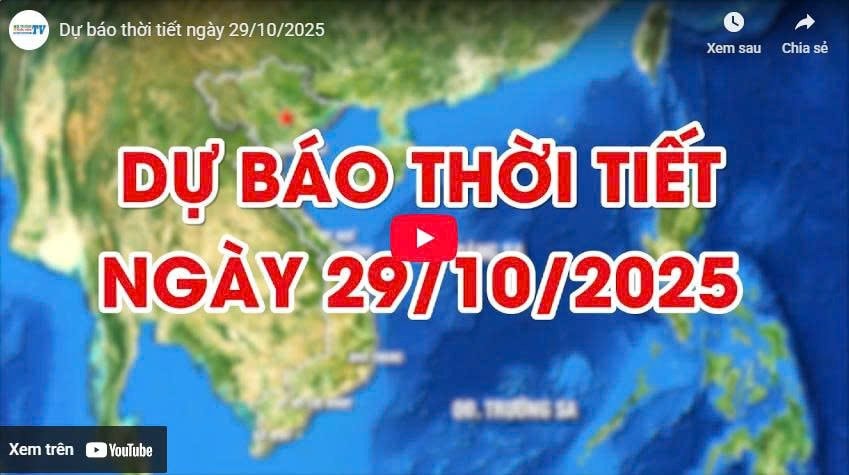 Dự báo thời tiết ngày 29/10/2025: Hà Nội đêm không mưa, ngày nắng