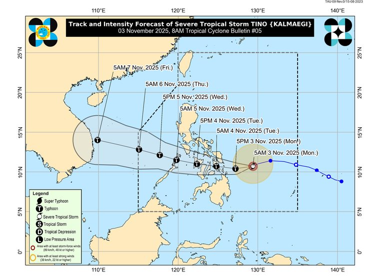 Bão Kalmaegi mạnh cấp 14 sắp đổ bộ, Philippines triển khai hơn 500.000 gói cứu trợ