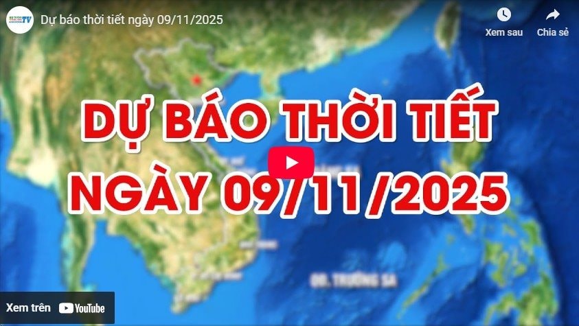 Dự báo thời tiết ngày 09/11/2025: Hà Nội đêm và sáng sớm có mưa rải rác