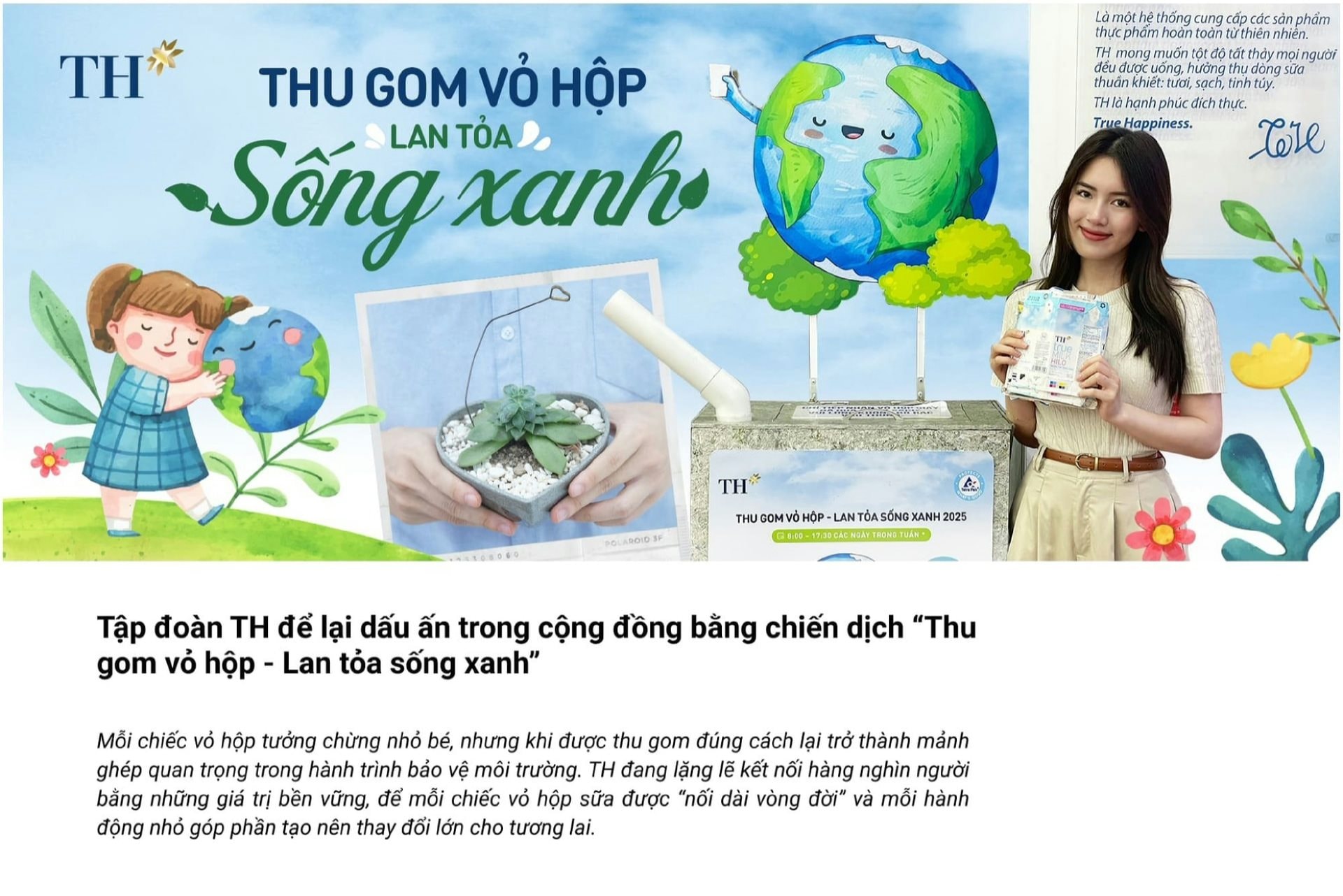 Tập đoàn TH để lại dấu ấn trong cộng đồng bằng chiến dịch “Thu gom vỏ hộp - Lan tỏa sống xanh 2025” 