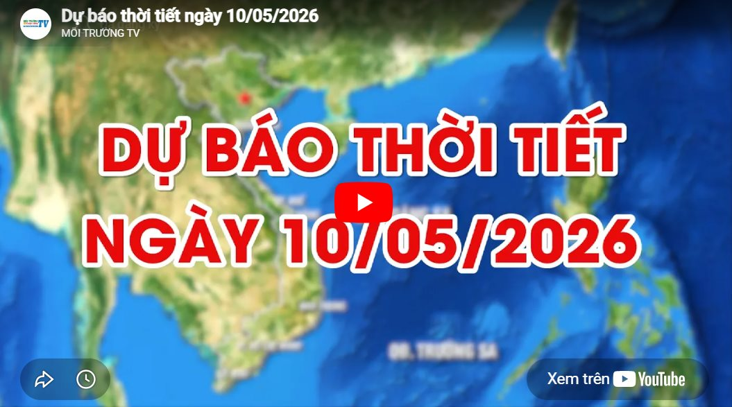 Dự báo thời tiết ngày 10/05/2026: Có lúc có mưa rào và dông 