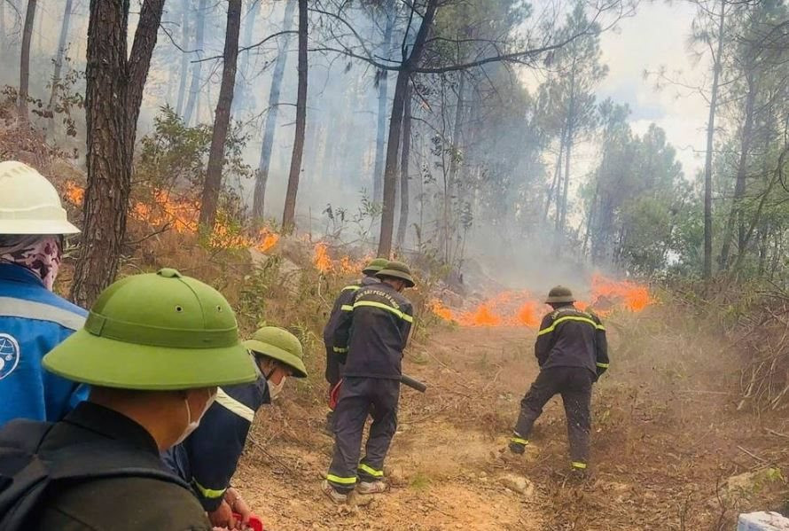 Nắng nóng cực đoan khiến cháy rừng lan nhanh ở Thanh Hóa 