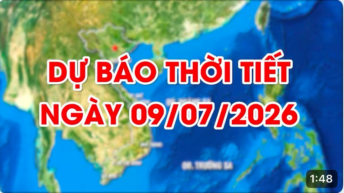 Dự báo thời tiết ngày 09/07/2026: Có mưa rào và dông rải rác 