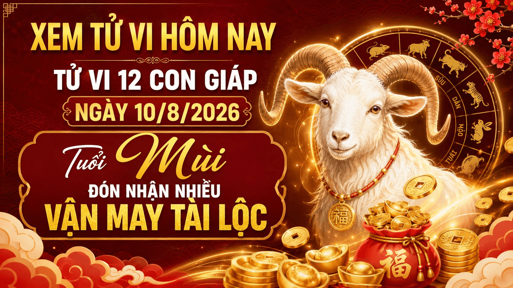 Xem tử vi hôm nay, tử vi 12 con giáp ngày 10/8/2026: Tuổi Mùi đón nhận nhiều vận may tài lộc