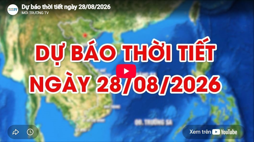 Dự báo thời tiết ngày 28/08/2026: Có mưa rào và rải rác có dông 