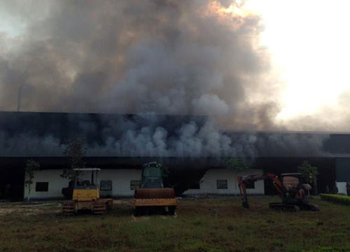 Vĩnh Phúc: Cháy lớn tại nhà máy xử lý chất thải rắn
