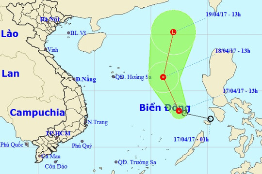 Dự báo thời tiết ngày 18/4/2017: Tin áp thấp nhiệt đới trên biển Đông