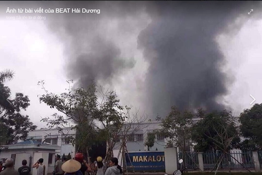 Hải Dương: Cháy lớn tại công ty TNHH may mặc MaKaLot