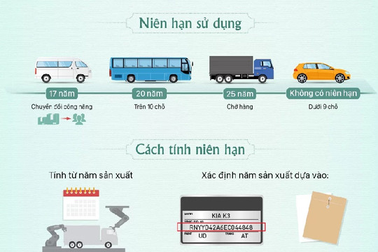 [Infographic] Ôtô ở Việt Nam được phép sử dụng trong bao lâu
