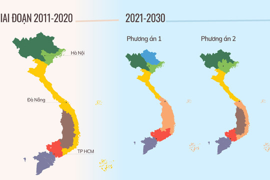 [Infographics] Hai phương án phân vùng đến năm 2030