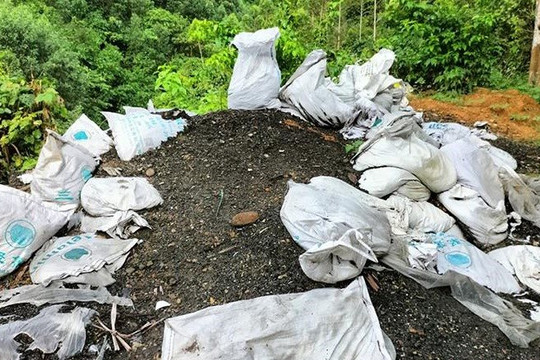 Bắc Kạn: Nhiều bao tải chứa chất thải lạ đổ trộm trong rừng Khe Tao