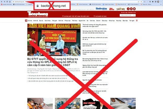 Xuất hiện website giả mạo báo Tiền Phong điện tử
