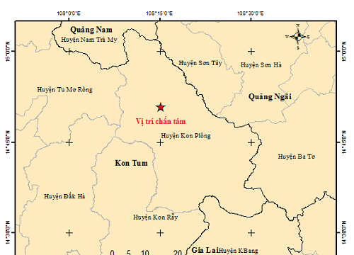 Lại xảy ra động đất có độ lớn 2.9 tại Kon Tum