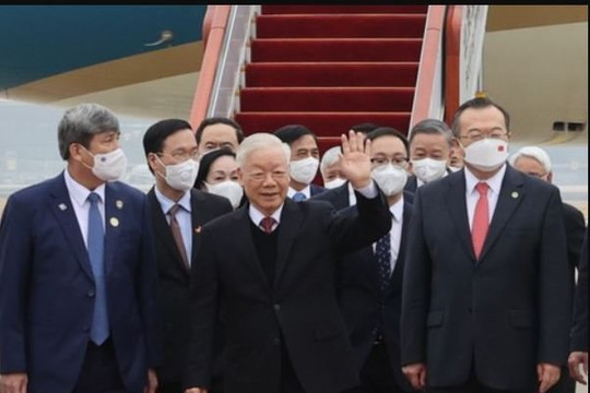 Tổng Bí thư Nguyễn Phú Trọng tới Bắc Kinh, bắt đầu chuyến thăm Trung Quốc