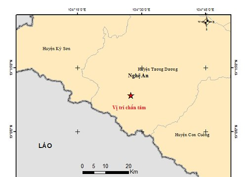 Xảy ra động đất 2.8 độ richter ở Nghệ An