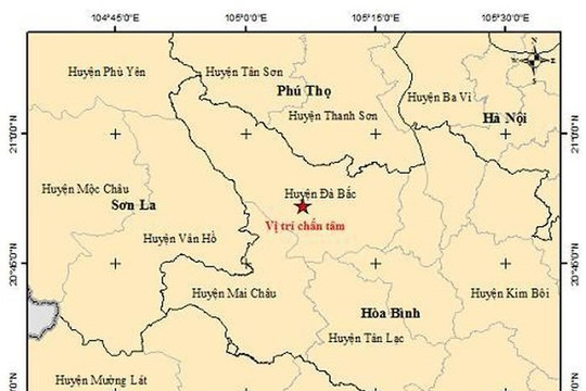 Hòa Bình: Xảy ra động đất độ lớn 3.9 tại huyện Đà Bắc