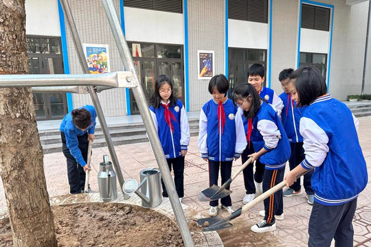 Hà Nội: Giáo dục ý nghĩa Tết trồng cây cho học sinh trường THCS Thành Công