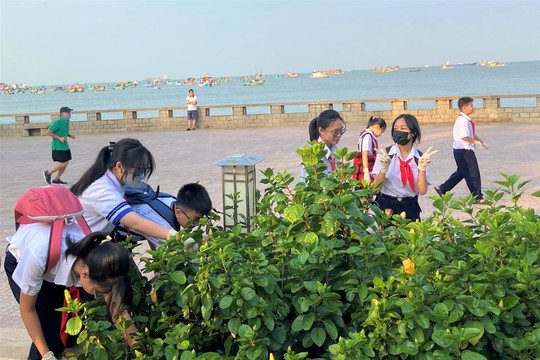 Hơn 300 giáo viên và học sinh tham gia làm sạch bãi biển tại Vũng Tàu