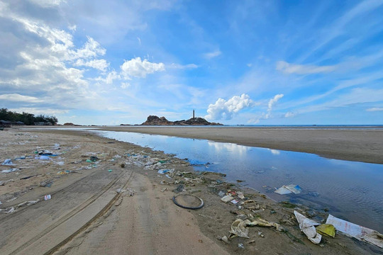Bãi biển Kê Gà ở Bình Thuận ngập rác
