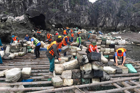 Quảng Ninh: Quyết tâm trong tháng 4 xử lý dứt điểm tình trạng phao xốp trôi tràn lan vịnh Hạ Long