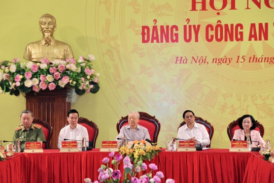 Tổng Bí thư Nguyễn Phú Trọng dự, chỉ đạo Hội nghị Đảng uỷ Công an Trung ương 6 tháng đầu năm