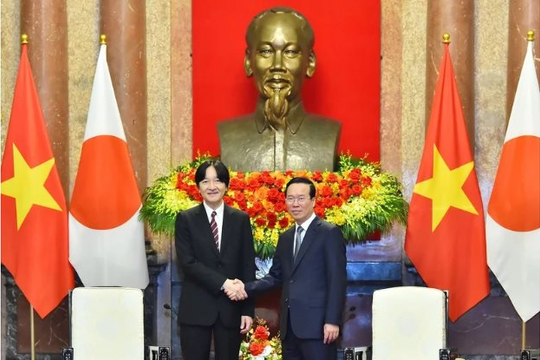 Chủ tịch nước Võ Văn Thưởng và Phu nhân tiếp Hoàng Thái tử Nhật Bản Akishino và Công nương