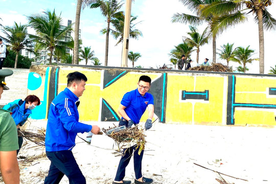 Gần 2.000 đoàn viên, thanh niên Đà Nẵng ra quân vệ sinh bãi biển sau mưa lũ