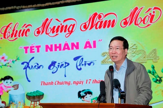 Chủ tịch nước Võ Văn Thưởng chúc Tết nhân dân và Bộ đội Biên phòng tại Nghệ An