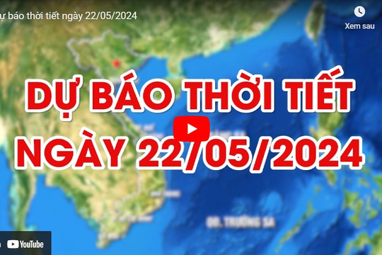 Dự báo thời tiết ngày 22/5/2024: Mưa dông vào chiều tối và đêm