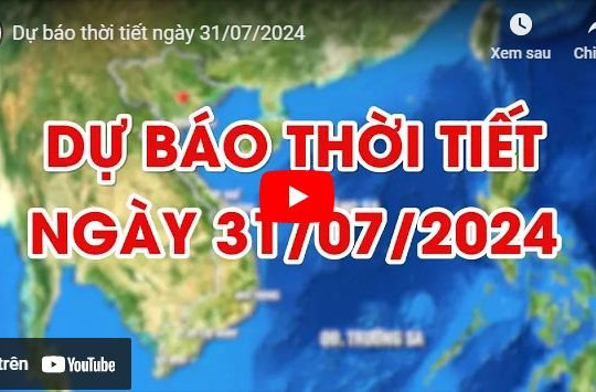 Dự báo thời tiết ngày 31/7/2024: Nhiều nơi có mưa rào