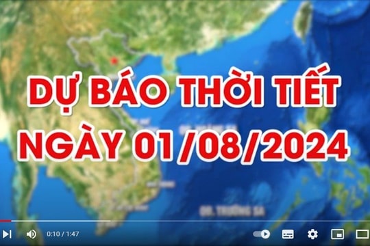 Dự báo thời tiết ngày 1/8/2024: Hà Nội mưa rào và dông rải rác