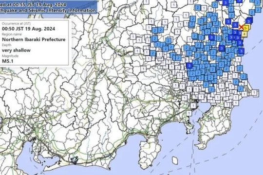 Nhật Bản: Động đất 5,1 độ làm rung chuyển phía Đông Bắc thủ đô Tokyo