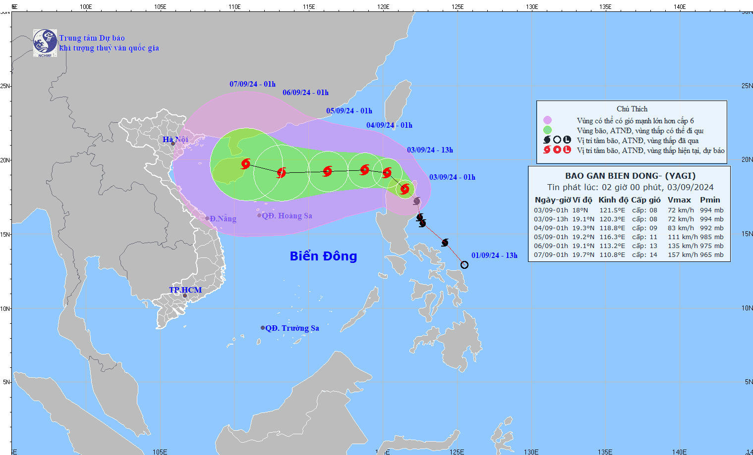 Chiều nay, bão YAGI sẽ vào Biển Đông gây mưa dông lớn