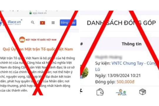 Cảnh báo: Nhiều trang giả mạo MTTQ Việt Nam để huy động tiền ủng hộ đồng bào bị bão lũ