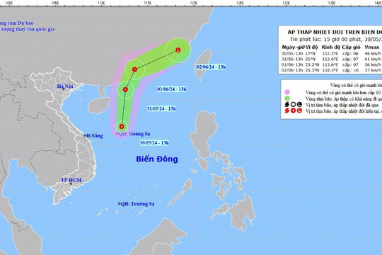 Các tỉnh, thành phố từ Quảng Ninh đến Bình Thuận cần theo dõi chặt diễn biến áp thấp nhiệt đới