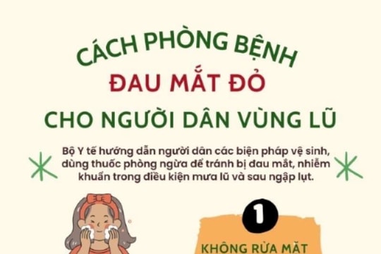 [Infographics] Cách phòng bệnh đau mắt đỏ cho người dân vùng lũ