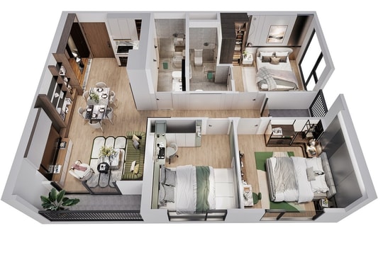 Khám phá thiết kế căn hộ 3PN, 3PN+1 The Victoria
