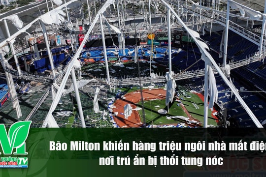 [VIDEO] Bão Milton khiến hàng triệu ngôi nhà mất điện, nơi trú ẩn bị thổi tung nóc