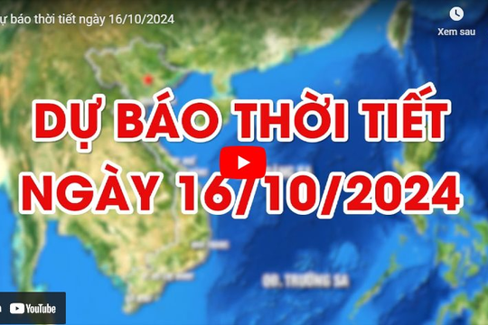 Dự báo thời tiết ngày 16/10/2024: Một số khu vực có mưa rào và dông