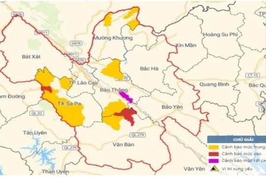 Lào Cai: Cảnh báo lũ quét, sạt lở đất trong 3 - 6 giờ tới