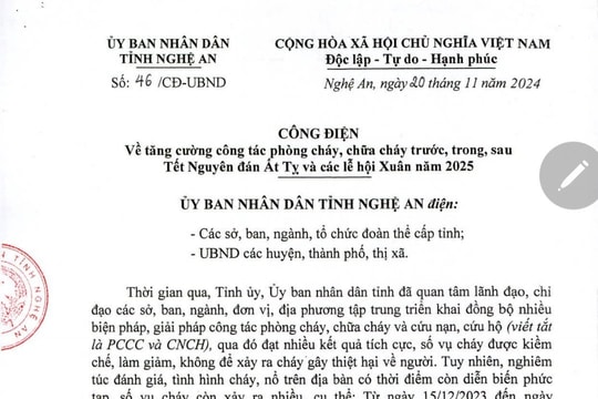 Nghệ An: Tăng cường công tác phòng cháy, chữa cháy