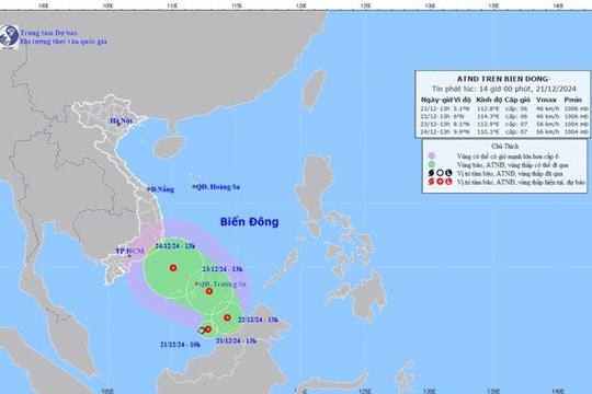 Biển Đông xuất hiện áp thấp nhiệt đới giật cấp 8