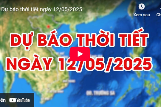 Dự báo thời tiết ngày 12/05/2025: Đêm có mưa rào, ngày nắng