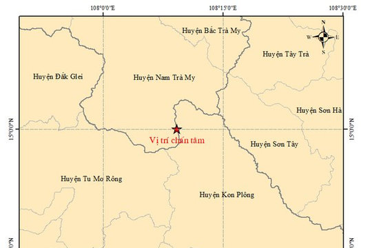Nam Trà My và Kon Plông ghi nhận 13 trận động đất trong hai ngày