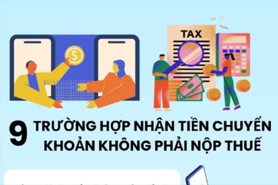 [Infographic]9 trường hợp nhận tiền chuyển khoản không phải nộp thuế
