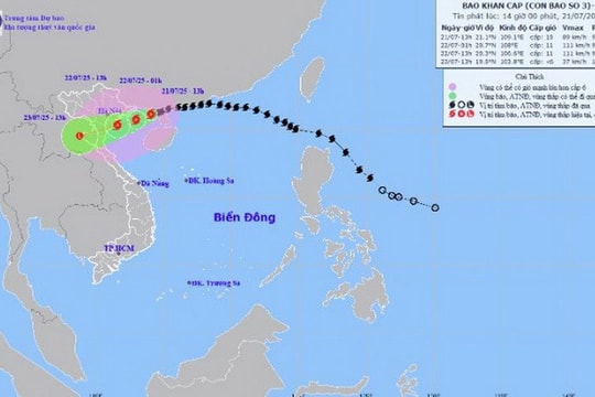 Bão số 3 giật cấp 12, cách Quảng Ninh khoảng 120km
