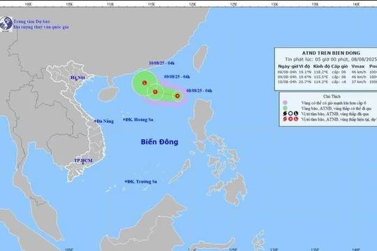Biển Đông xuất hiện áp thấp nhiệt đới